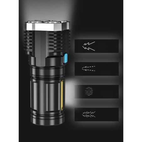 Lanterna LED Tactica 2 in 1, 4 Moduri de Iluminare, Tip Proiector COB, Reincarcabila, Lanterna de Drumetii, 13.6 x 5 cm