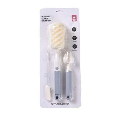 Set 3 Perii de Spalat Biberoane pentru Tetina, Biberon, Pai, Materiale Sigure, fara BPA, Curatare 360°