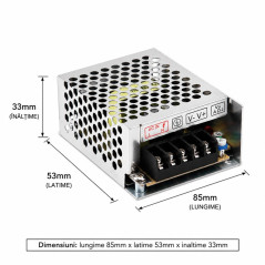 Sursa de Alimentare Metalica 12V 25W 2.1A Stabilizata