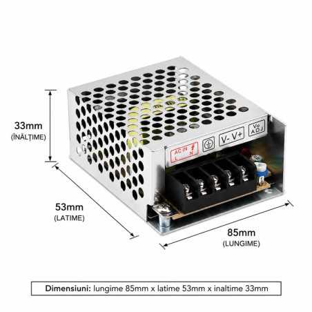 Sursa de Alimentare Metalica 12V 25W 2.1A Stabilizata