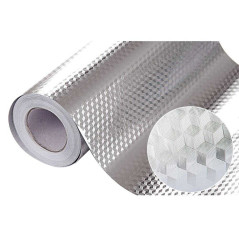 Folie Autocolant Aluminiu Autoadeziva Pentru Mobilier Si Bucatarie 60 x 300cm Model Cub 3D